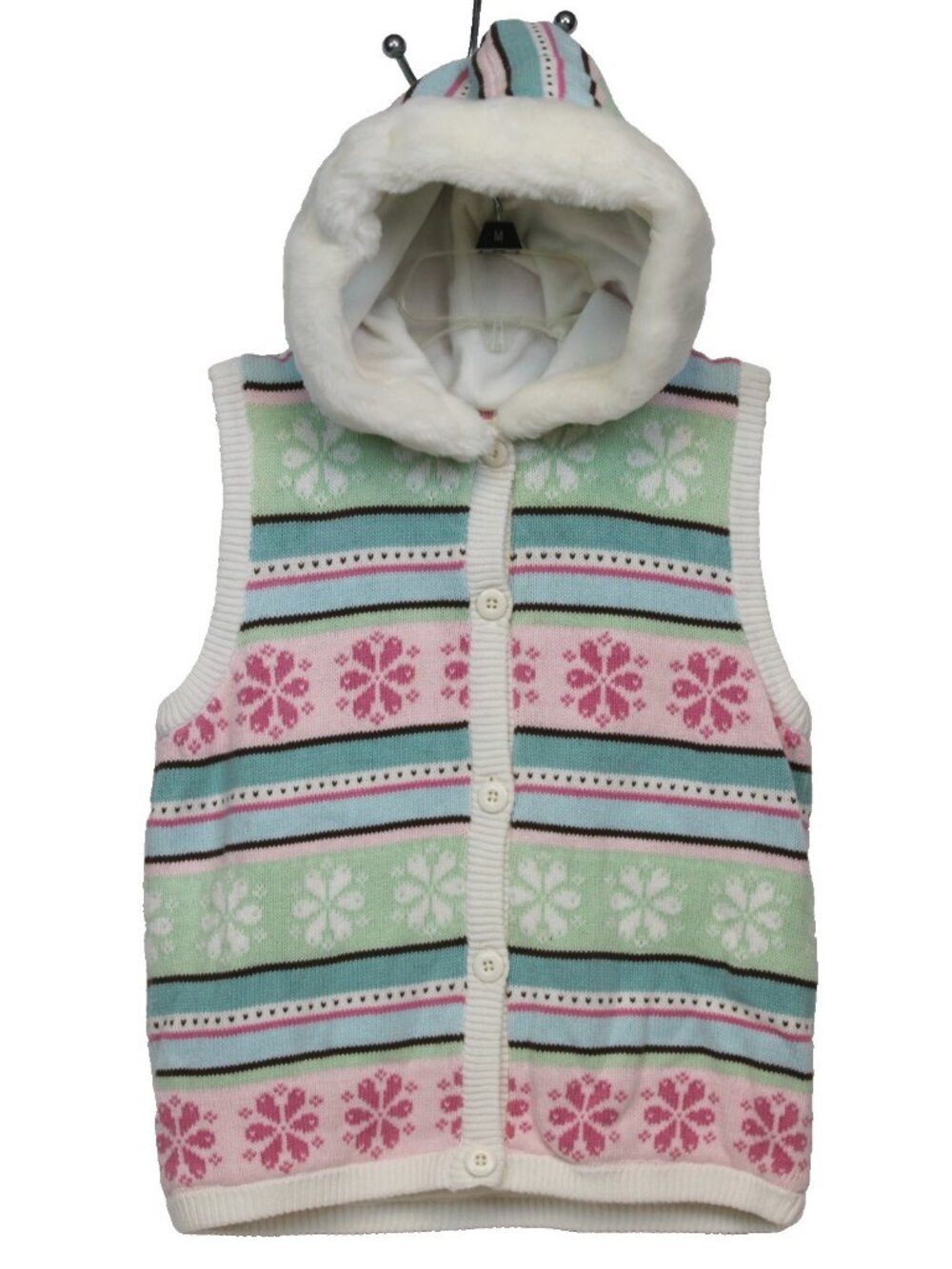 2009 Gymboree Winter Ballerina Sweater Vest Lg 10/12 Mint Snowflake Fair Isle